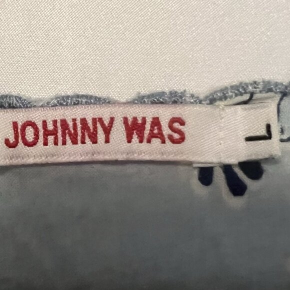 Johnny Was Floral Tunic Top Size L Blue V Neck Boho Chic Flowy Gypsy Bohemian - Picture 5 of 12